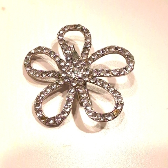 Rhinestone Flower 3 ½” Flower Brooch - Picture 2 of 5